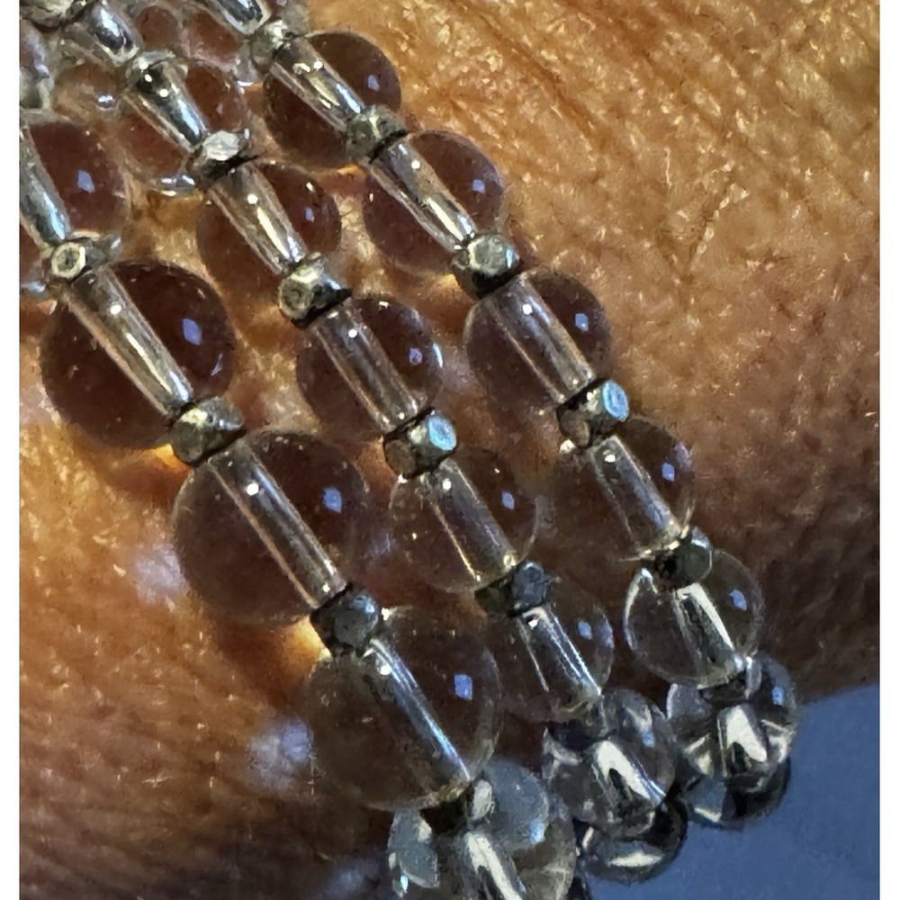 Multistrand Clear Bead Silver Tone Bracelet Magnetic Boho Chic Fairy Cottage